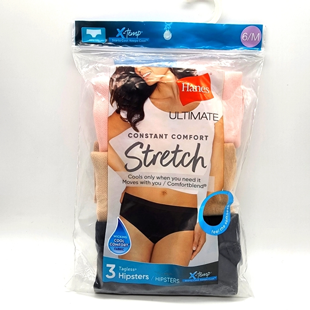 Hanes Ultimate 3 pack Hipster panties Size 6